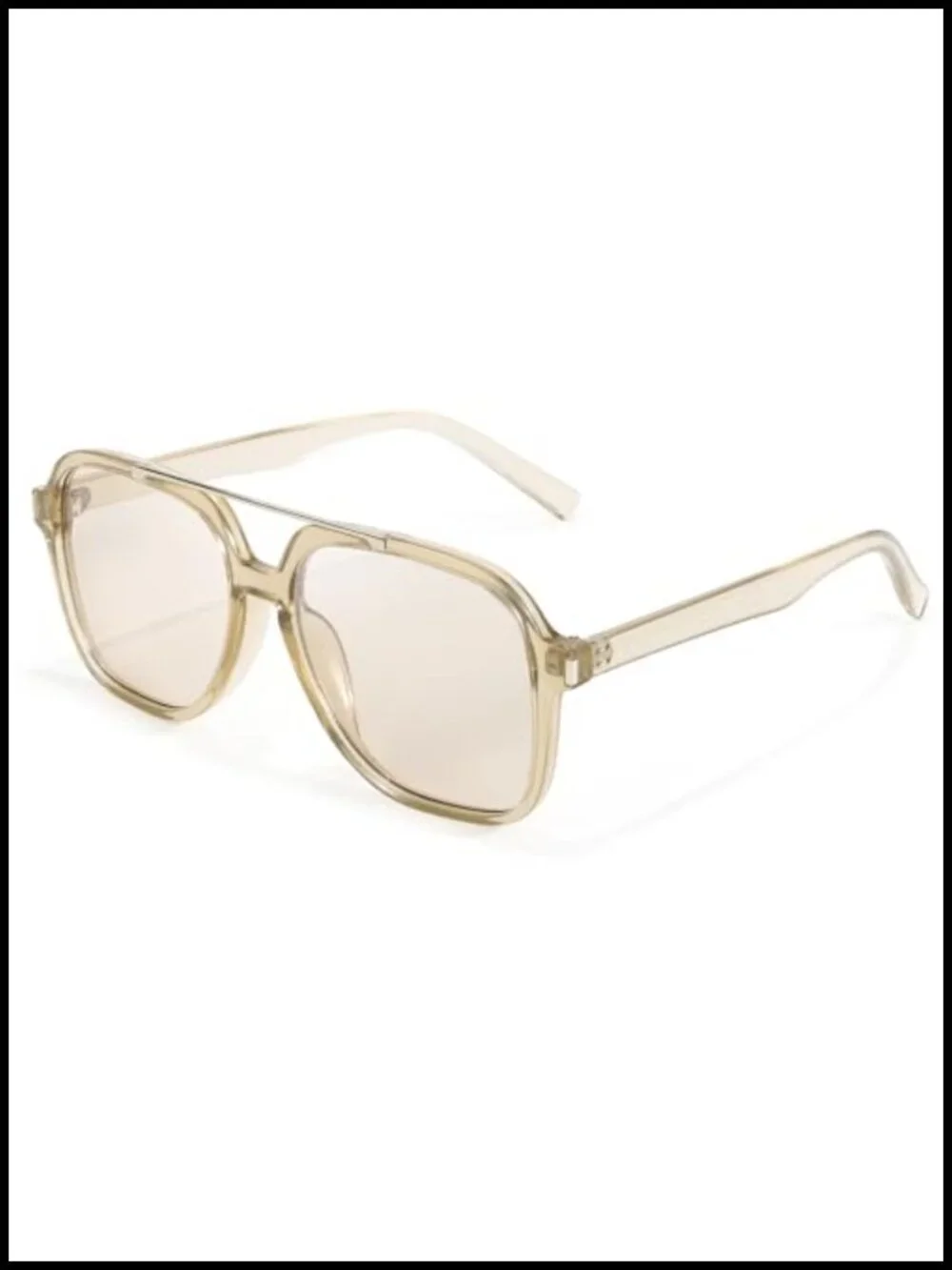 UV400 Square Aviator Sunglasses Double Bridge Lightweight Metal Frame